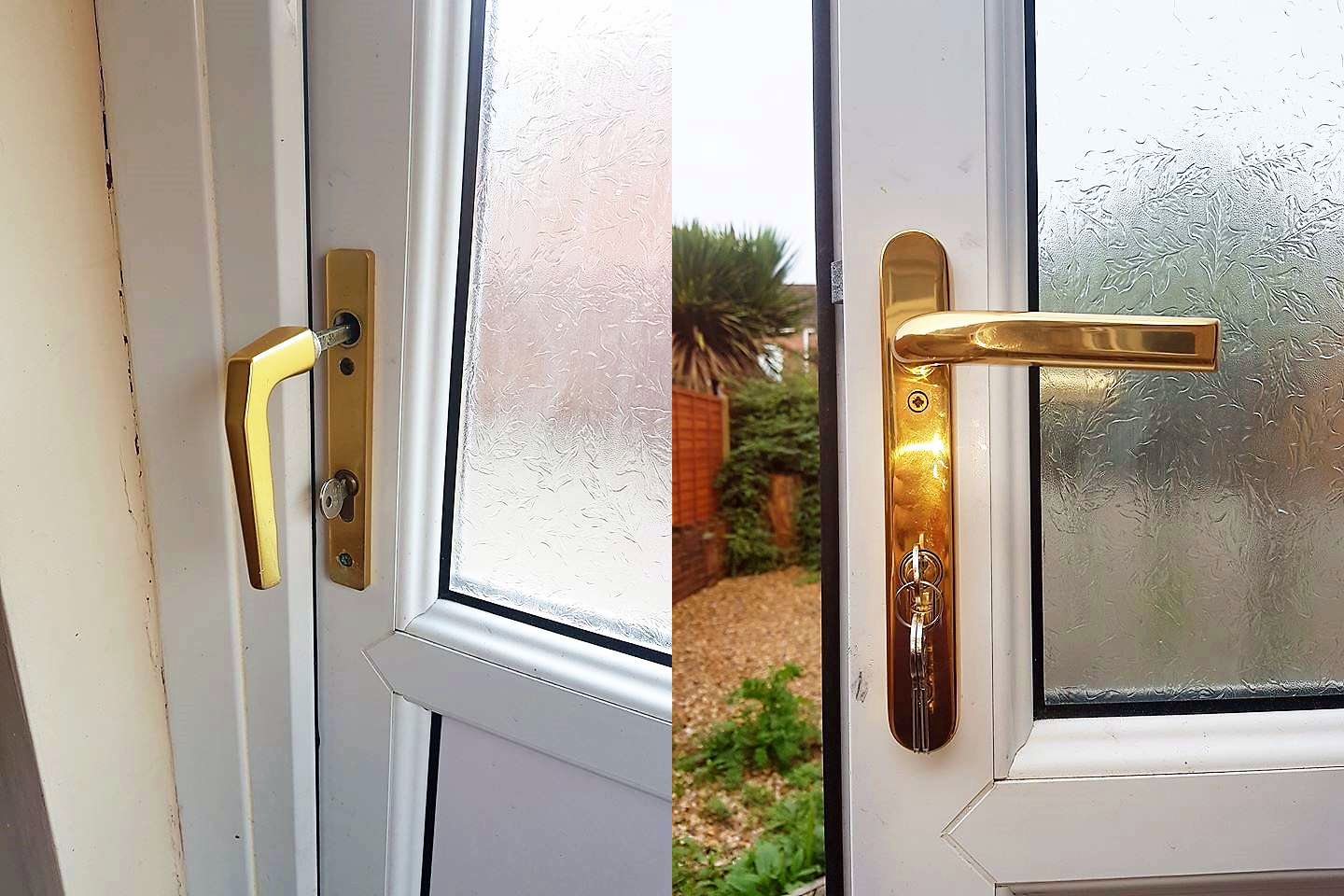 New gold handles fitted to uPVC doors